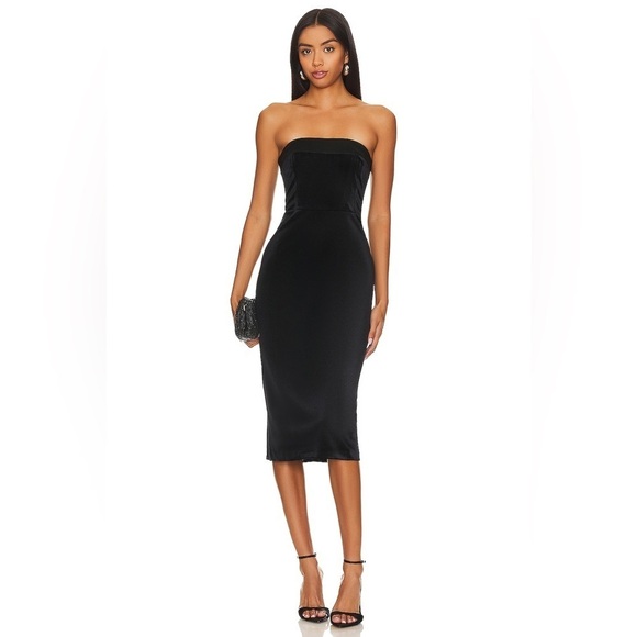 New! Amanda Uprichard x Revolve Kerry Velvet Midi Dress in Black 🖤 Small - Picture 5 of 11